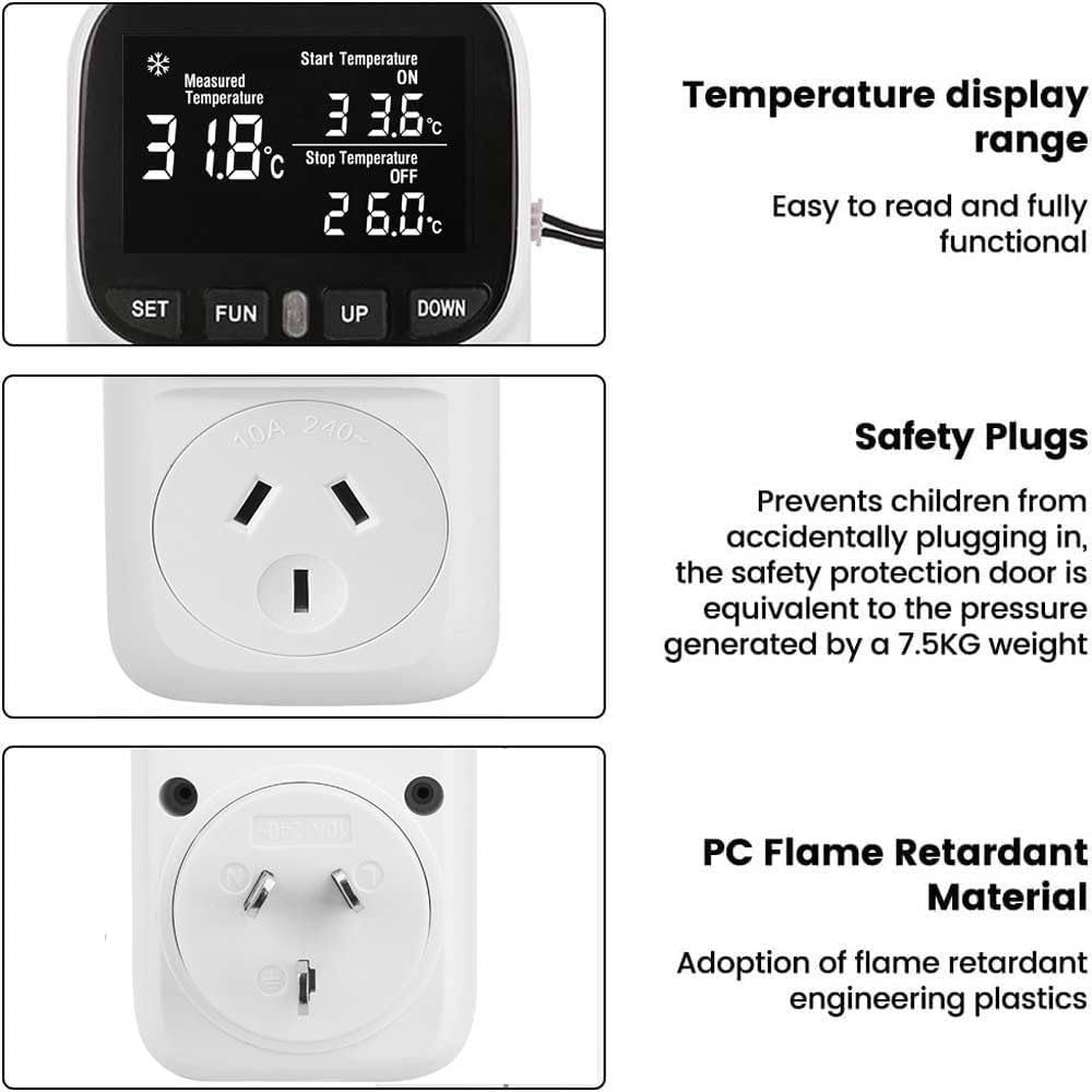 Digital Thermostat Electric Temperature Controller Sensor Socket Timer