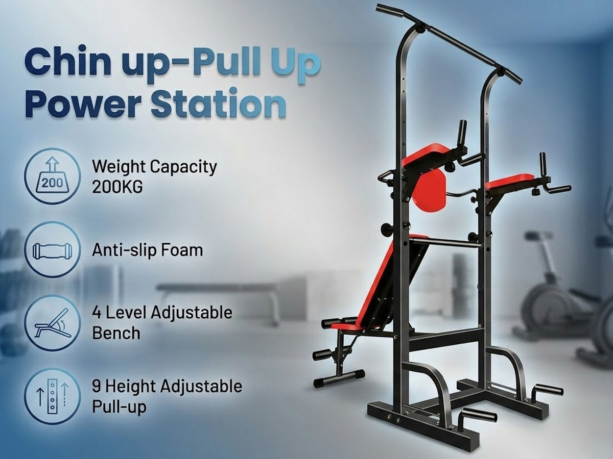 Power Tower Dip Station Pull Up Bar for Home Gym