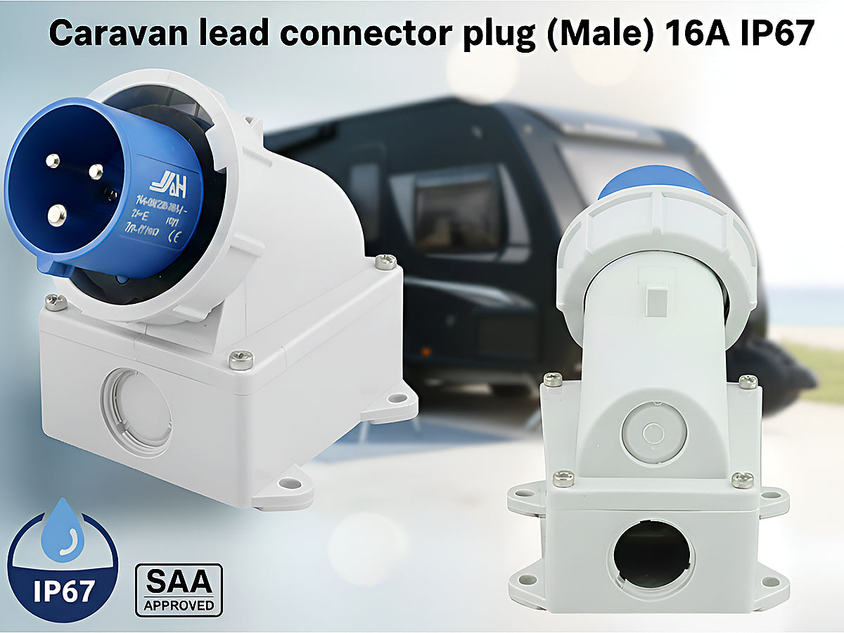 Caravan Lead Connector Male White 16A IP67