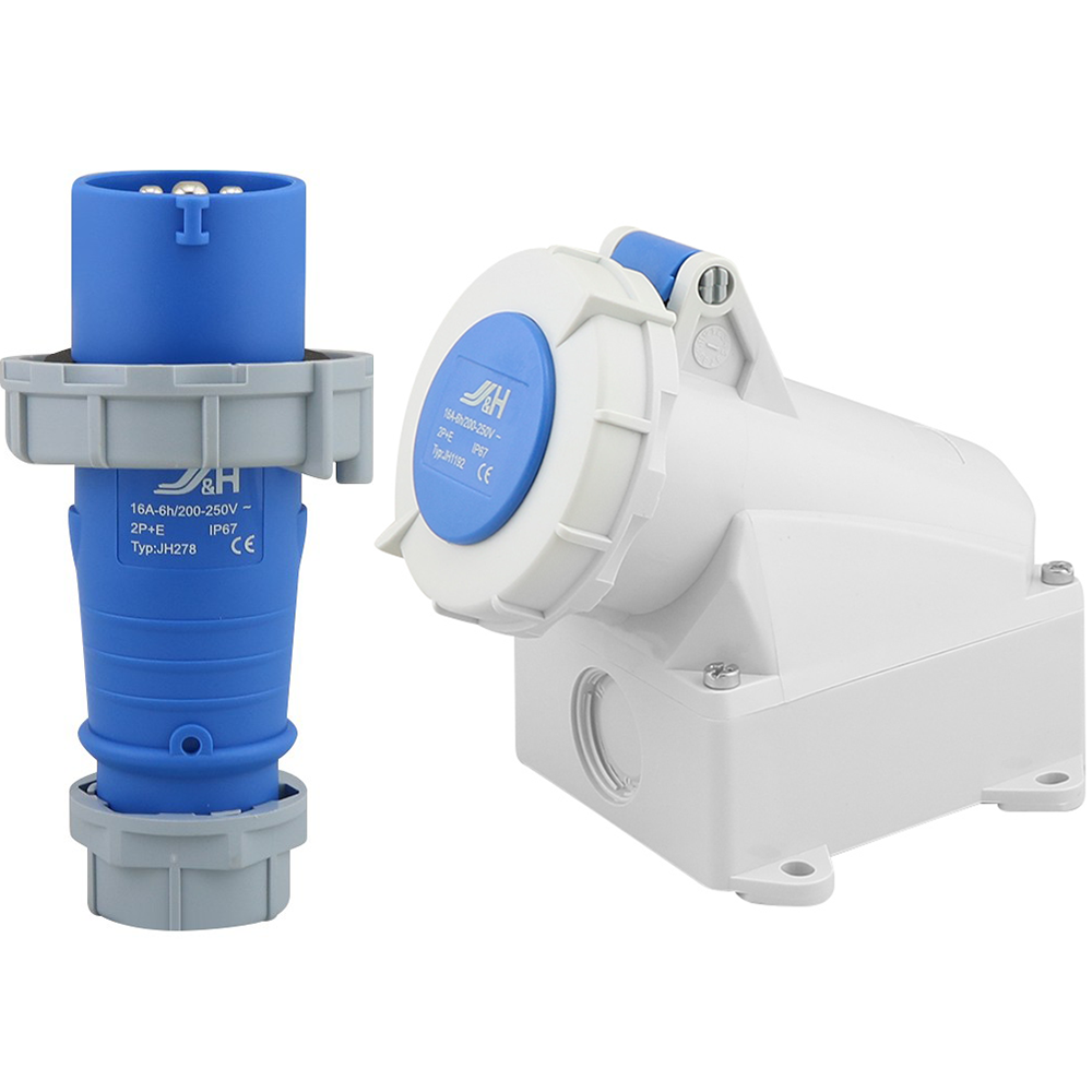 IP67 Caravan Lead Connector Plug (Male) and Caravan Surface Sockets (Female) 16A