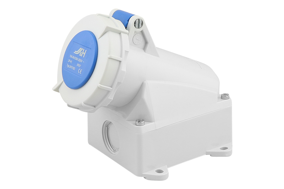 Caravan lead connector female installed outdoors