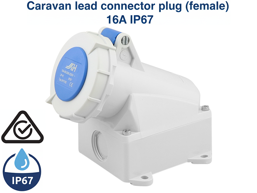 Waterproof caravan power connector female socket