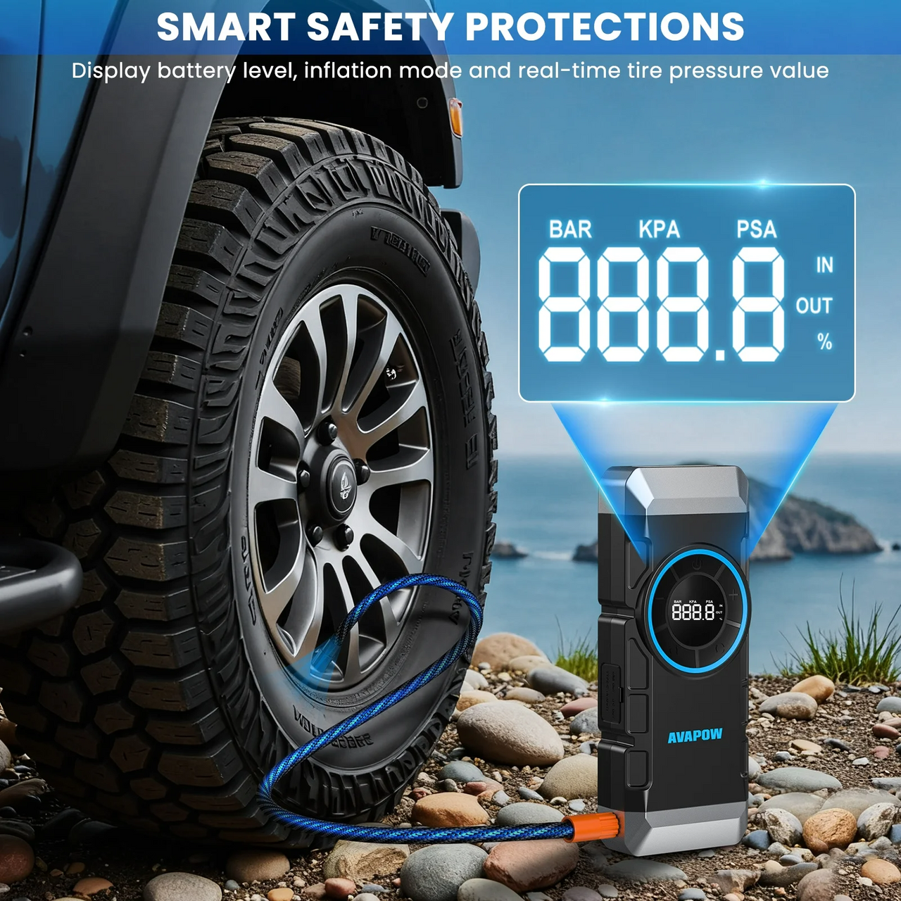 Car Jump Starter with Air Compressor