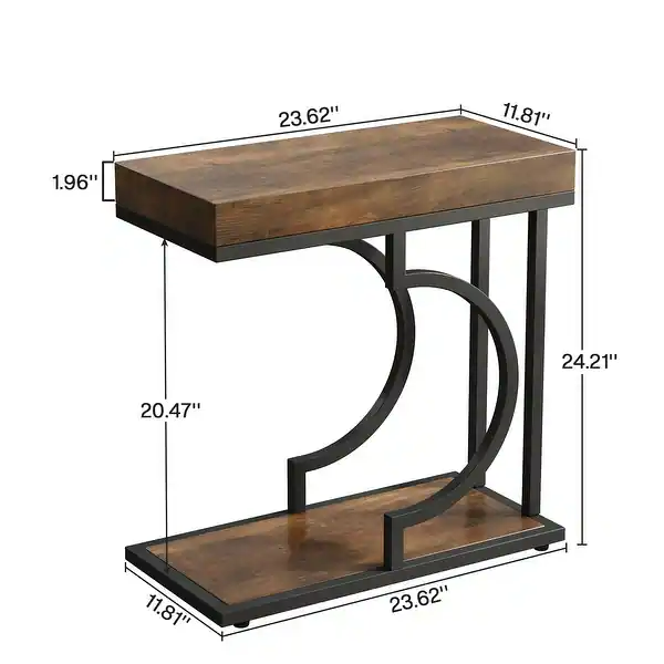 Side Table C-Shaped End Table for Sofa and Bed