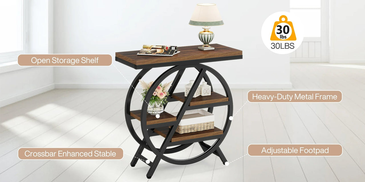 3 tier side table compact size beside sofa