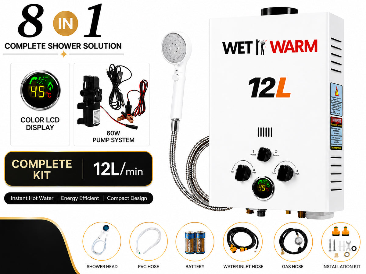 Gas Water Heater 12L + 12V Pump