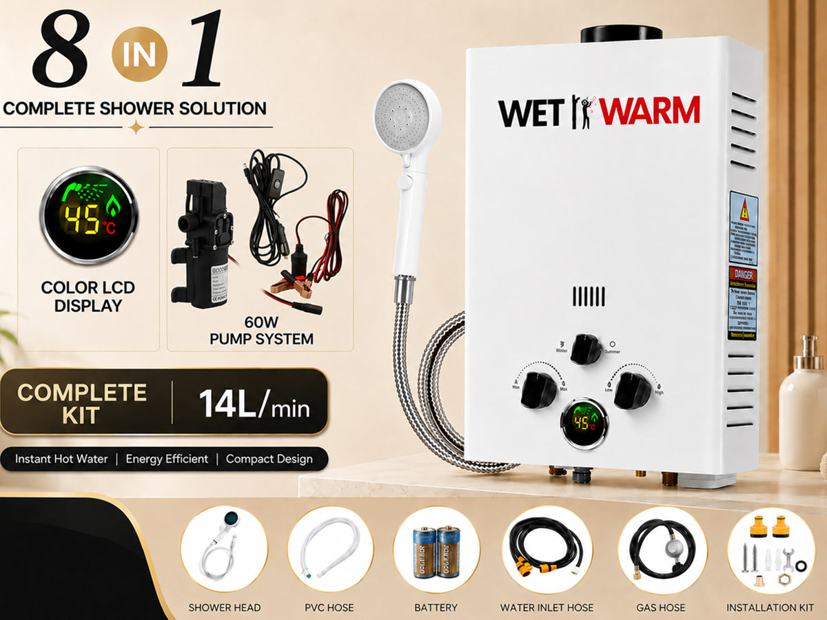 Gas Water Heater 14L + 12V Pump