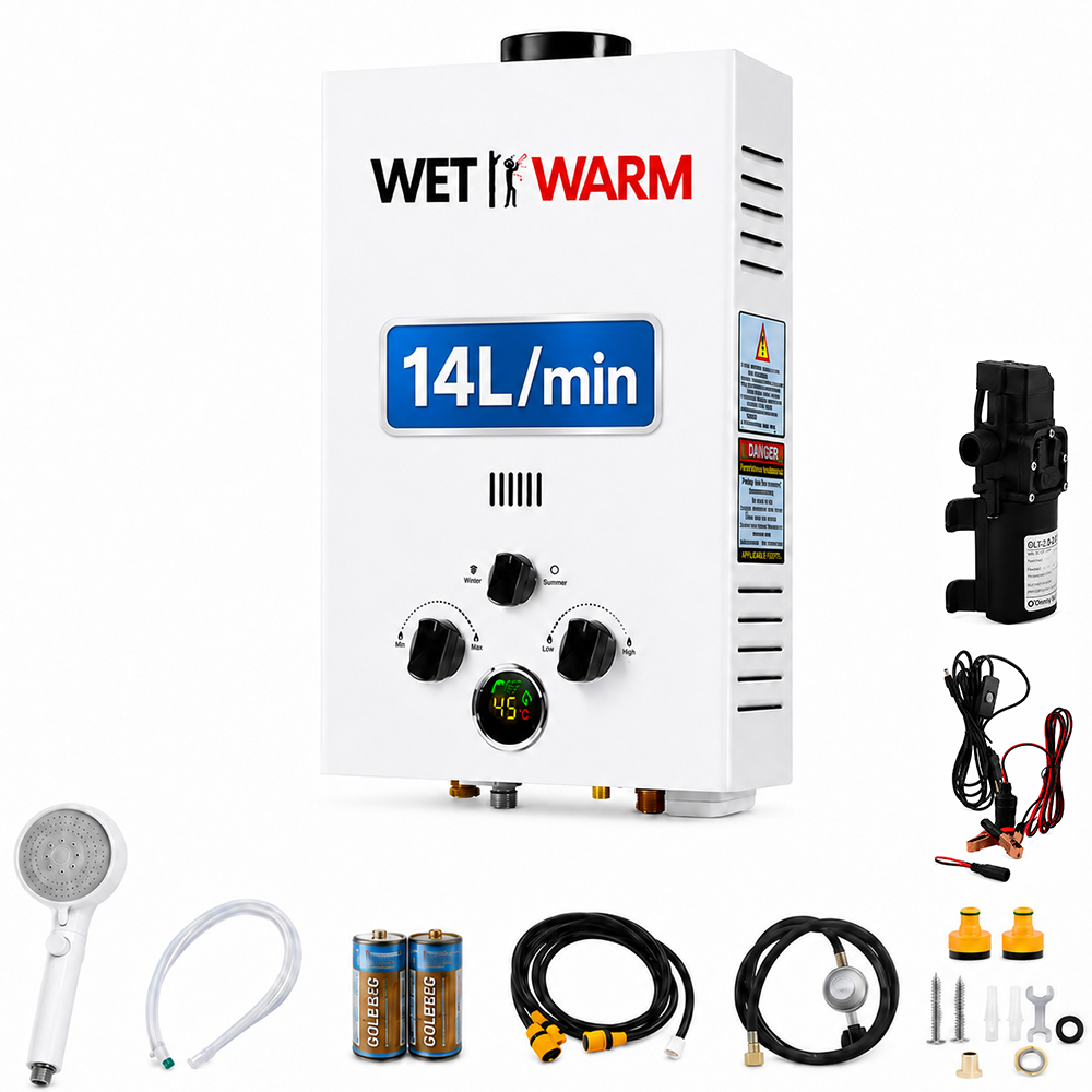 Gas Water Heater 14L + 12V Pump