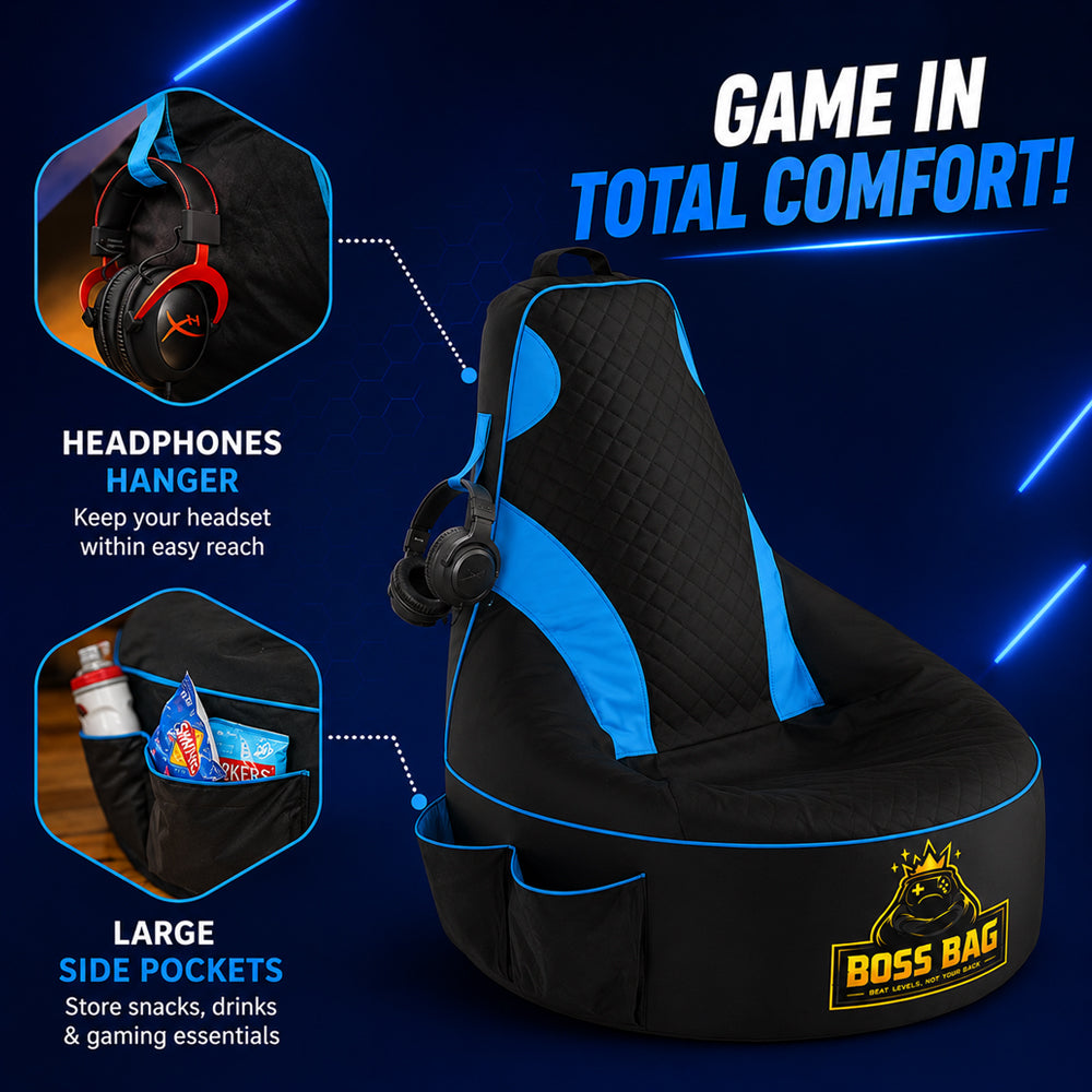 Gaming Bean Bag Chair with Side Pocket - Child Size