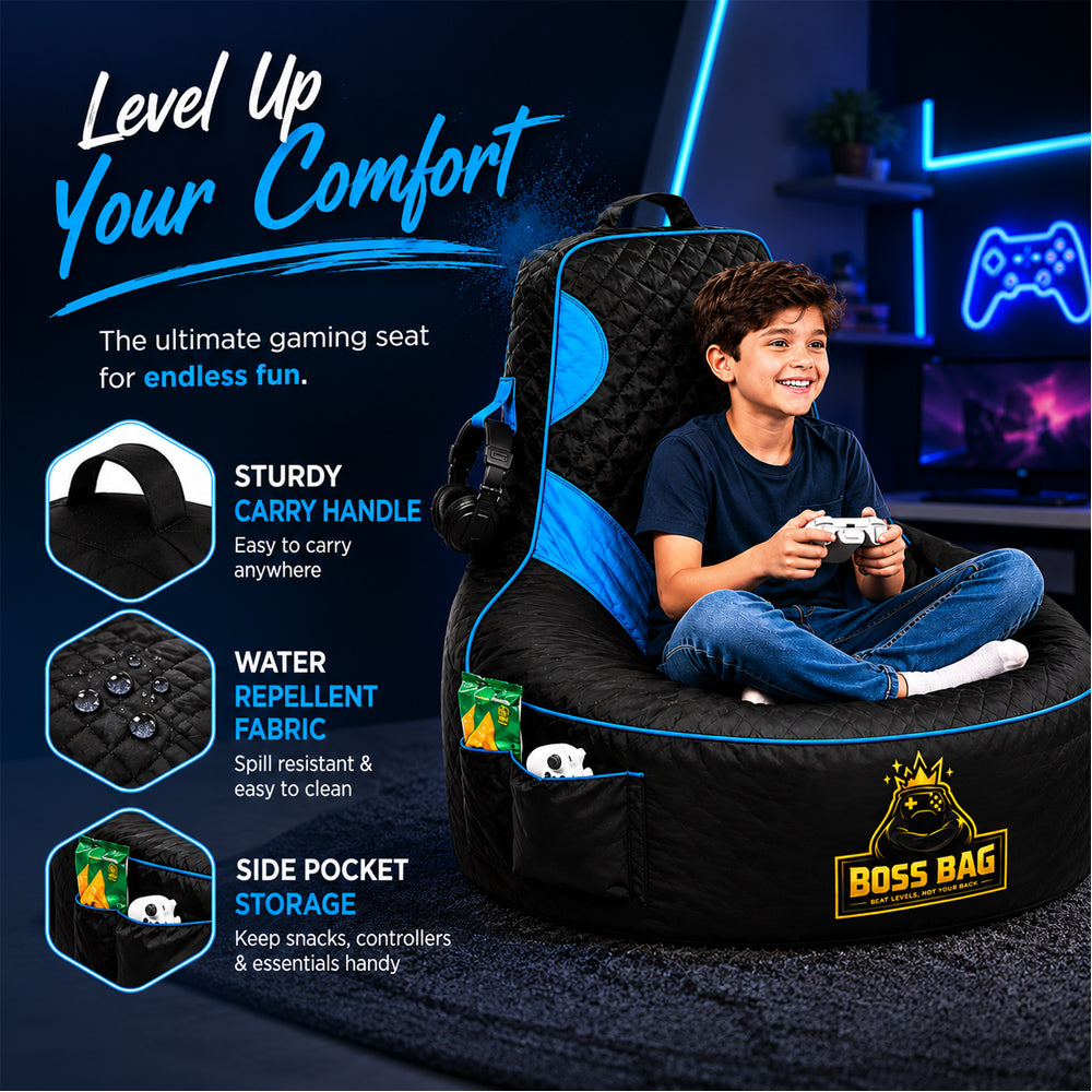 Gaming Bean Bag Chair with Side Pocket - Child Size