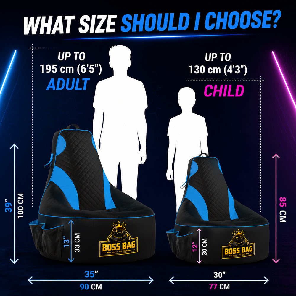 Gaming Bean Bag Chair with Side Pocket - Child Size