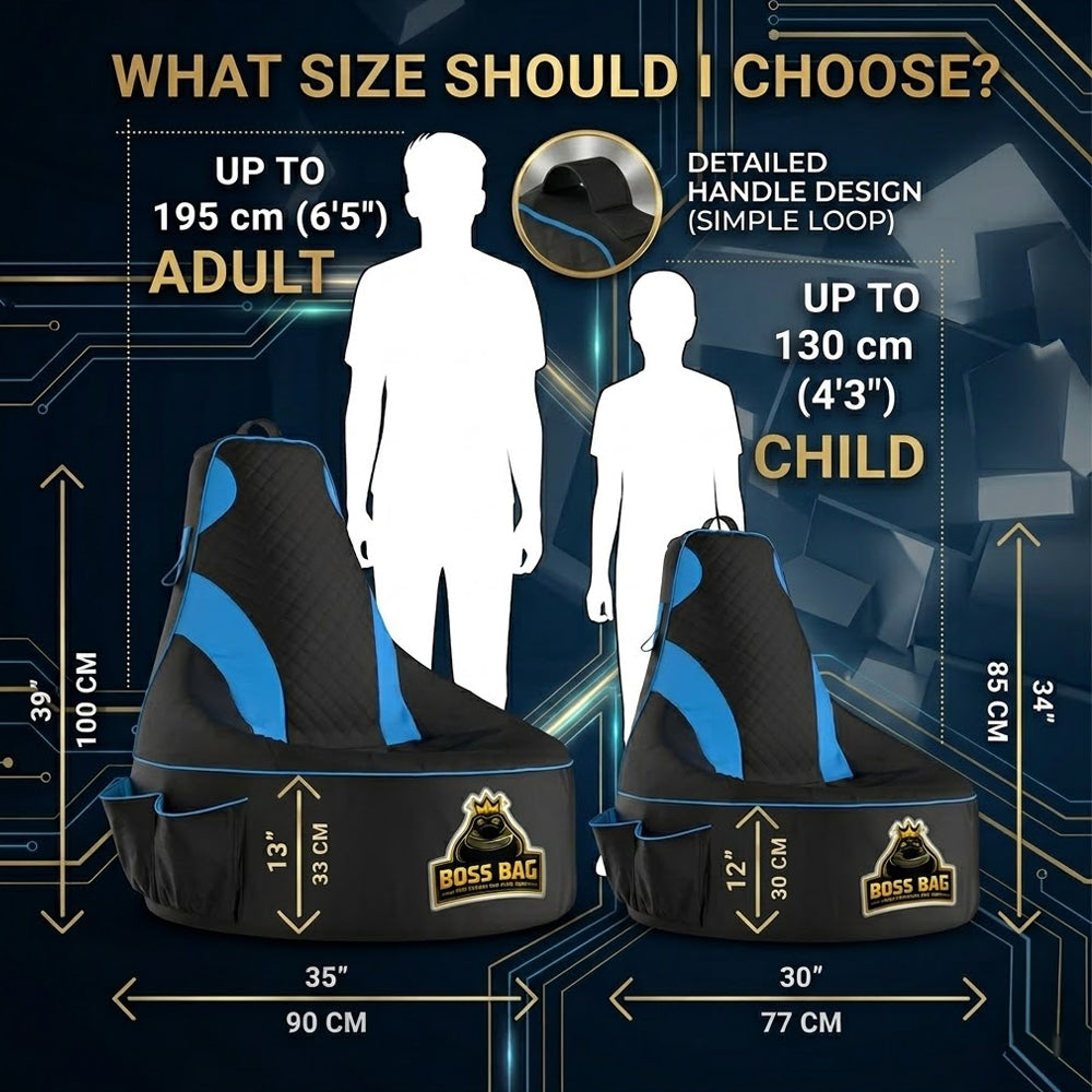 Gaming Bean Bag Chair with Side Pocket - Adult Size