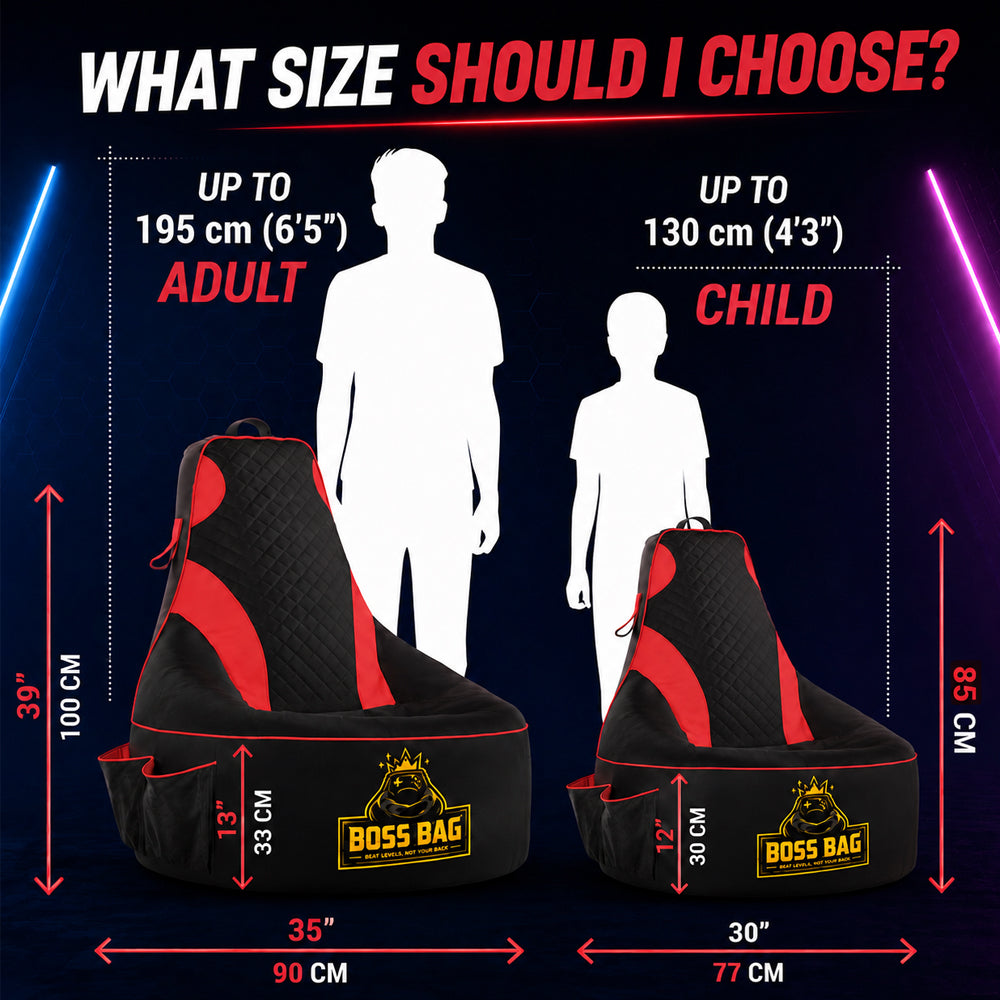 Gaming Bean Bag Chair with Side Pocket - Child Size