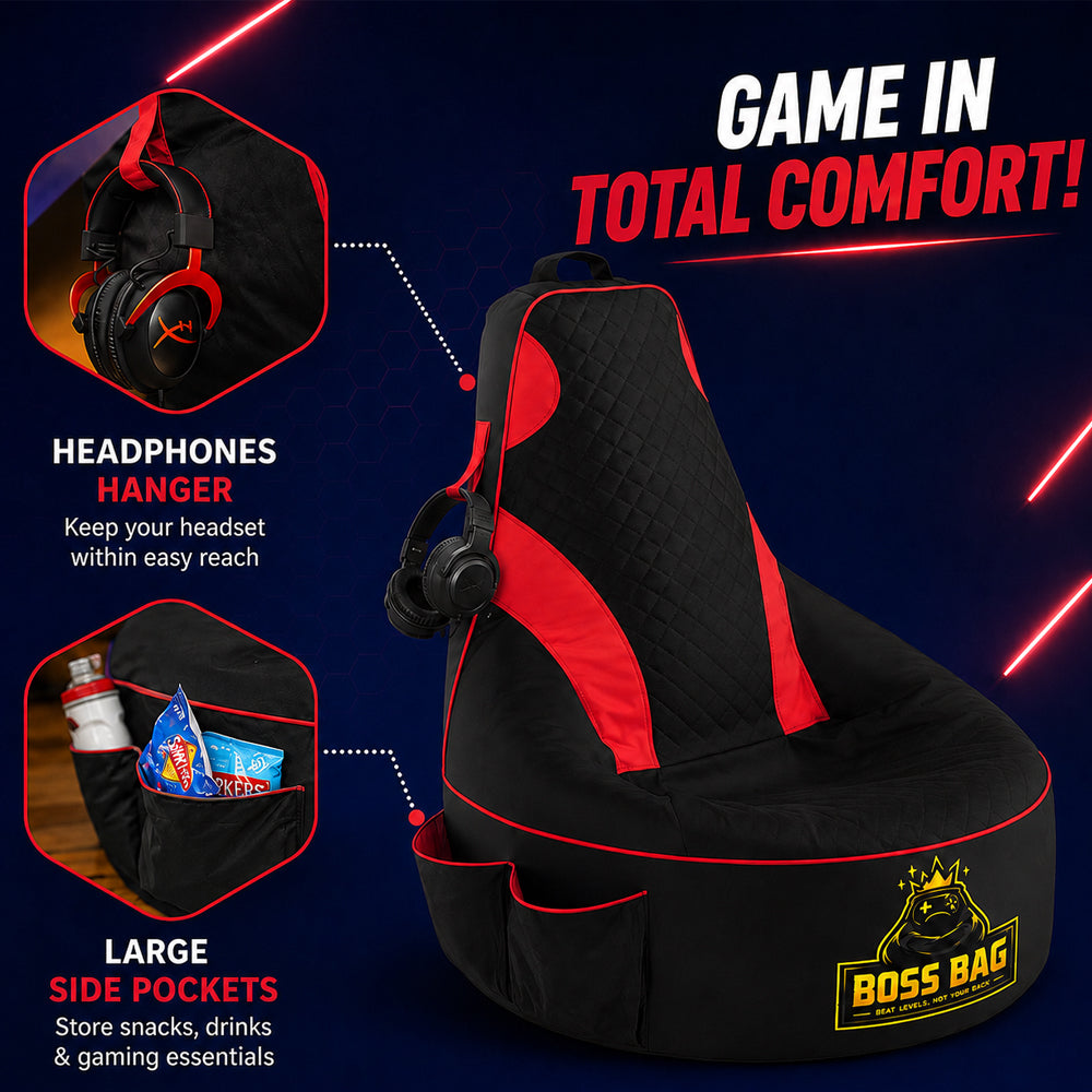 Gaming Bean Bag Chair with Side Pocket - Child Size