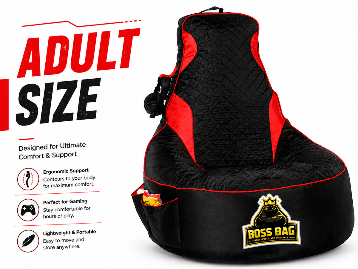 Gaming Bean Bag Chair with Side Pocket - Adult Size