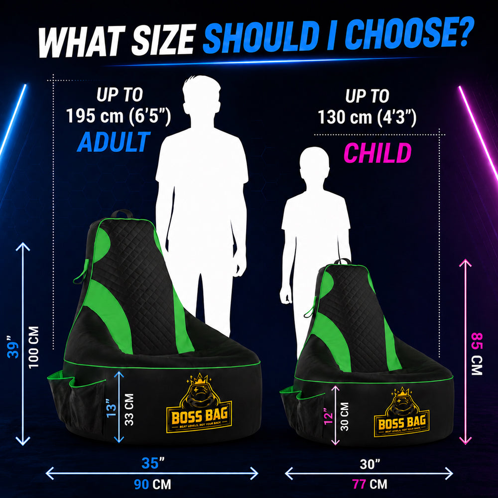 Gaming Bean Bag Chair with Side Pocket - Child Size