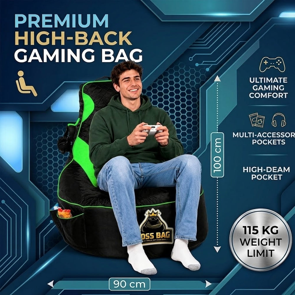 Gaming Bean Bag Chair with Side Pocket - Adult Size