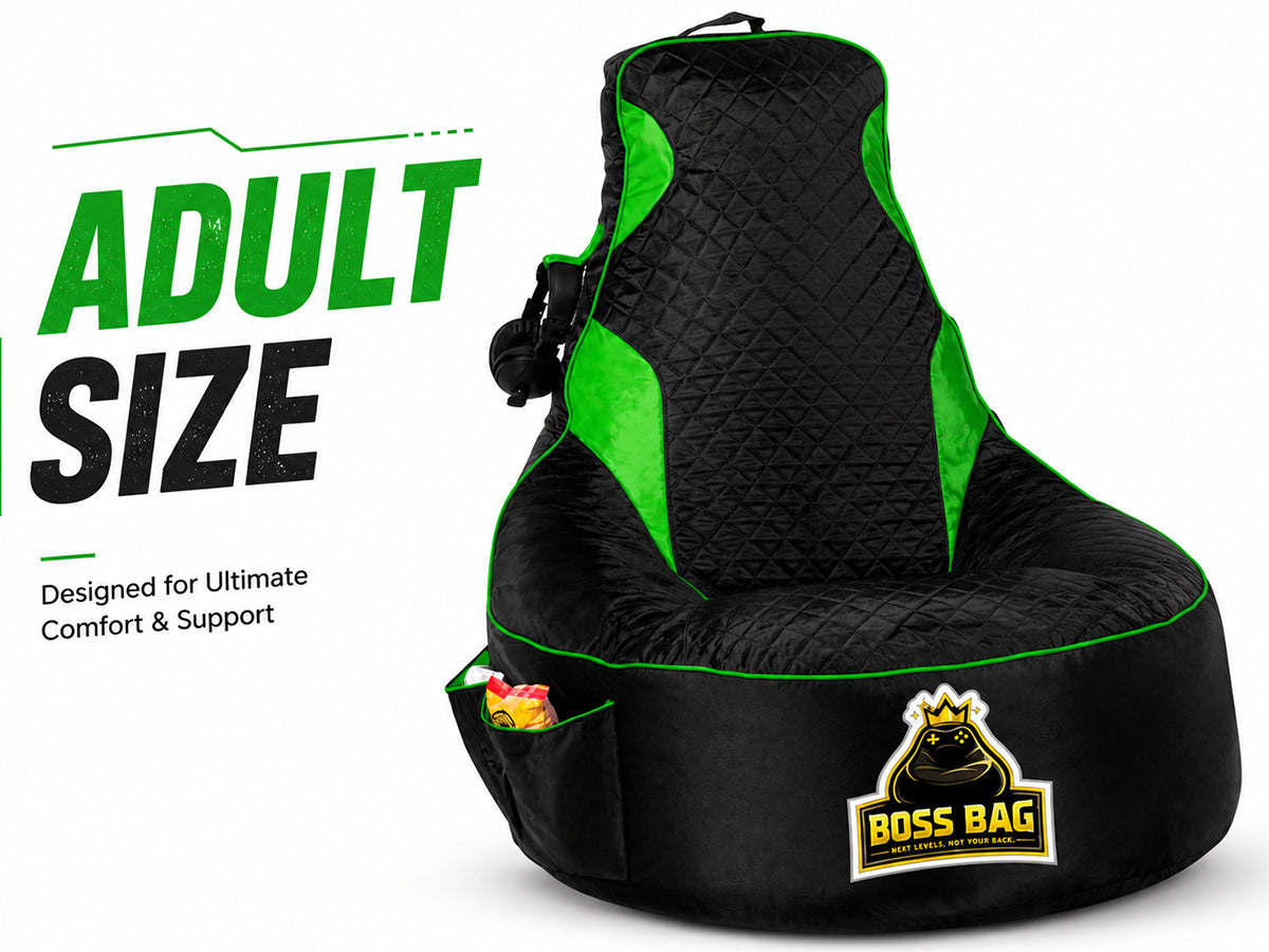Gaming Bean Bag Chair with Side Pocket - Adult Size