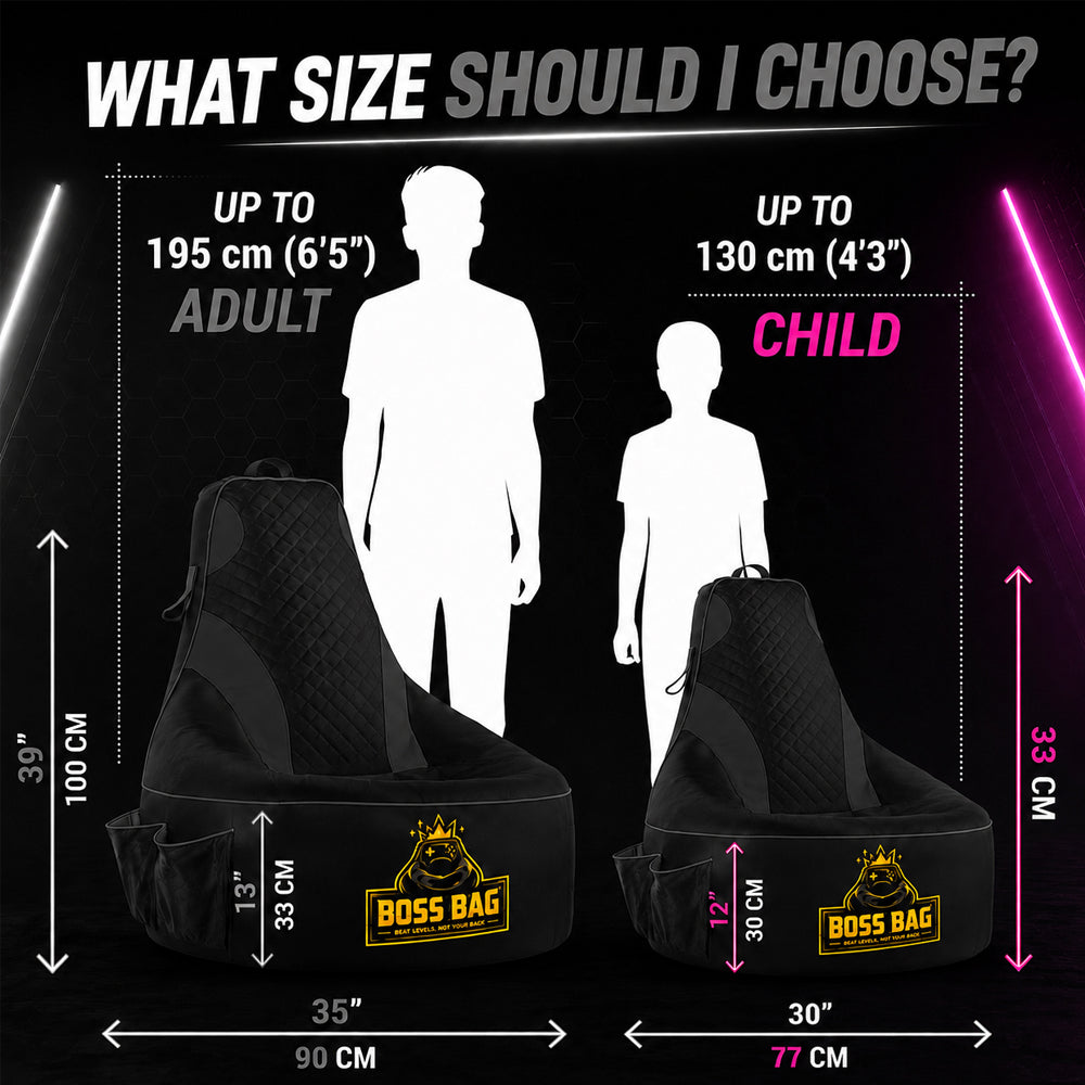 Gaming Bean Bag Chair with Side Pocket - Child Size