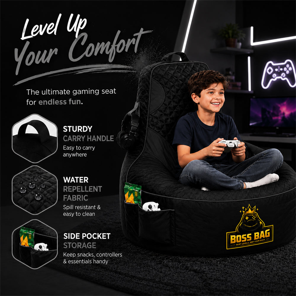 Gaming Bean Bag Chair with Side Pocket - Child Size