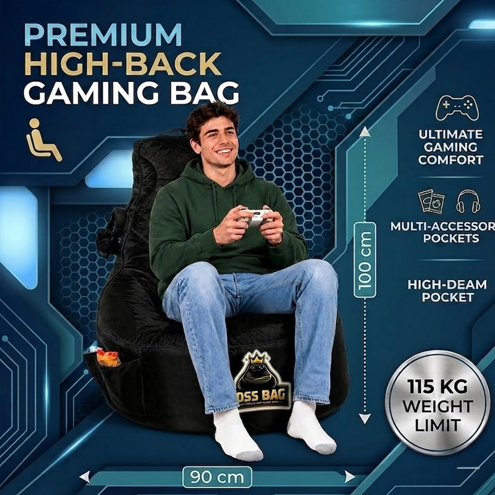 Gaming Bean Bag Chair with Side Pocket - Adult Size