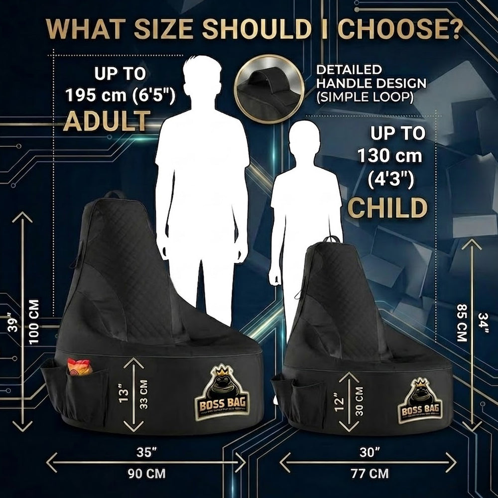 Gaming Bean Bag Chair with Side Pocket - Adult Size