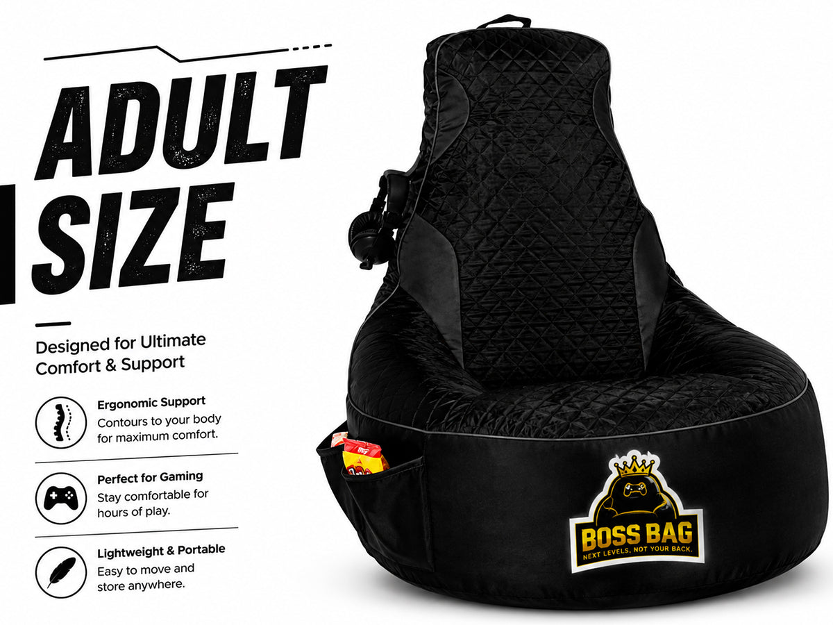 Gaming Bean Bag Chair with Side Pocket - Adult Size