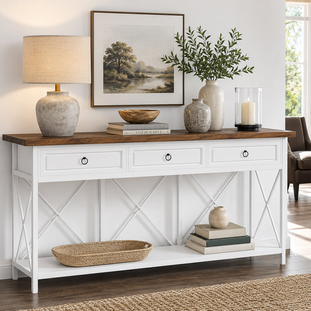 180cm Console Table Hall way Entry Table with 3 Drawers