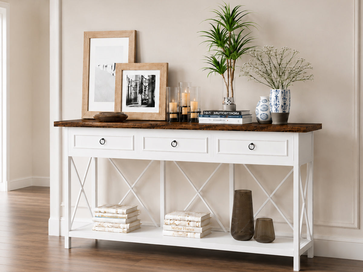 180cm Console Table Hall way Entry Table with 3 Drawers
