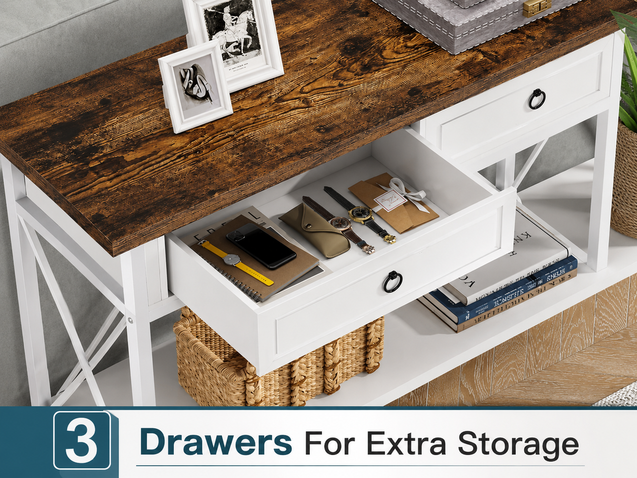 180cm Console Table Hall way Entry Table with 3 Drawers