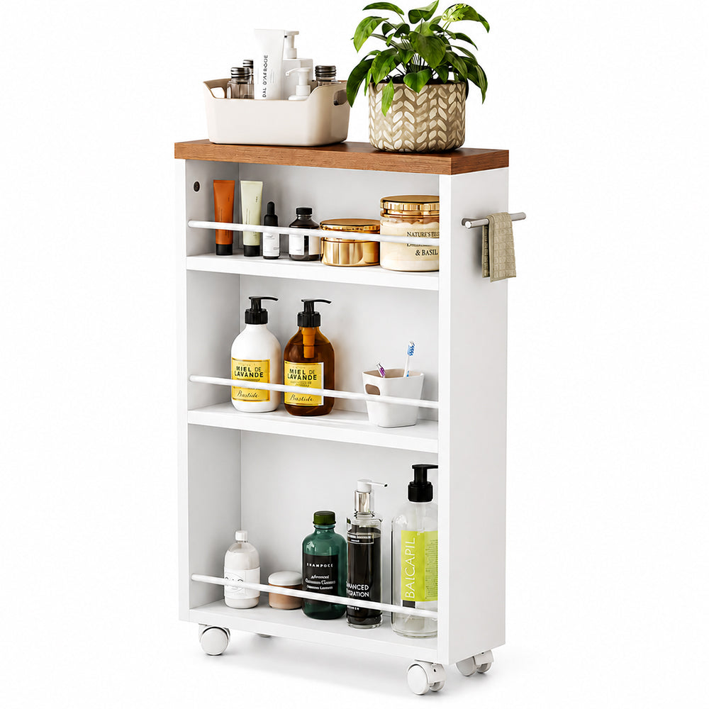 Kitchen Bathroom Storage Trolley Cart Foldable