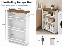 Thumbnail for Kitchen Bathroom Storage Trolley Cart Foldable
