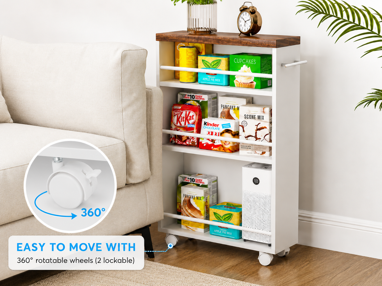 Kitchen Bathroom Storage Trolley Cart Foldable