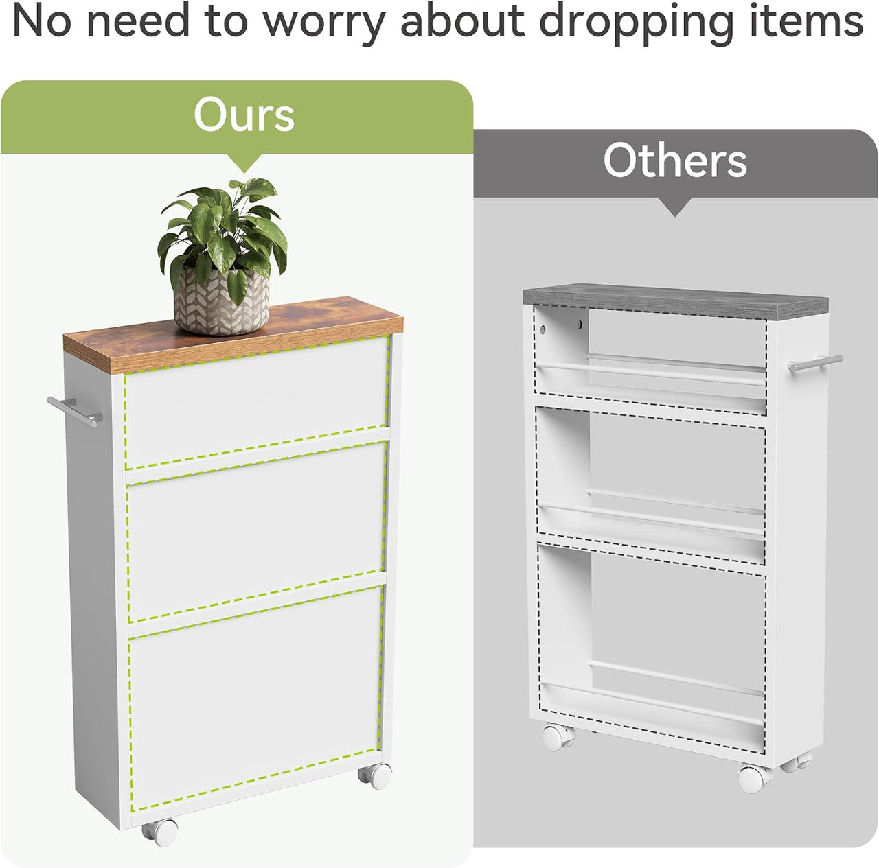 Kitchen Bathroom Storage Trolley Cart Foldable