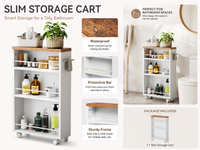 Thumbnail for Kitchen Bathroom Storage Trolley Cart Foldable