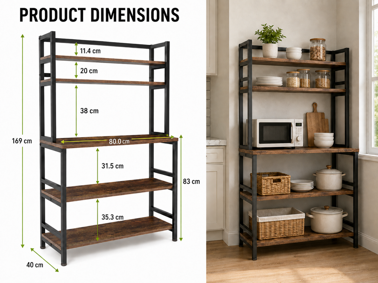 Ziva Kitchen Storage Baker's Rack - 5 Tier