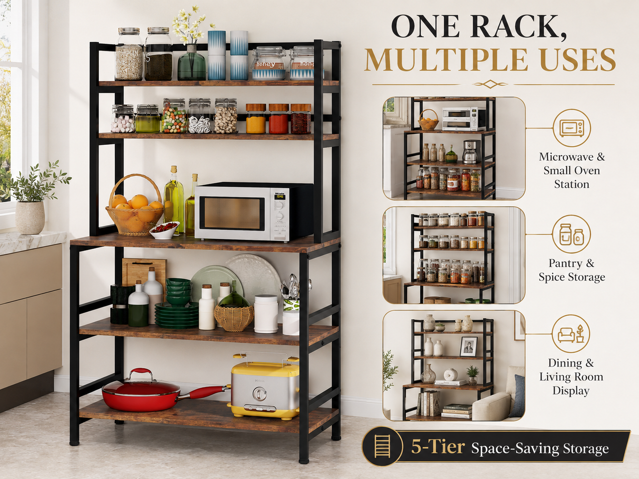 Ziva Kitchen Storage Baker's Rack - 5 Tier