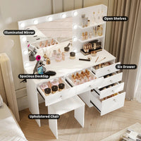Thumbnail for ZiVa LED Vanity Mirror Dressing Table with Stool