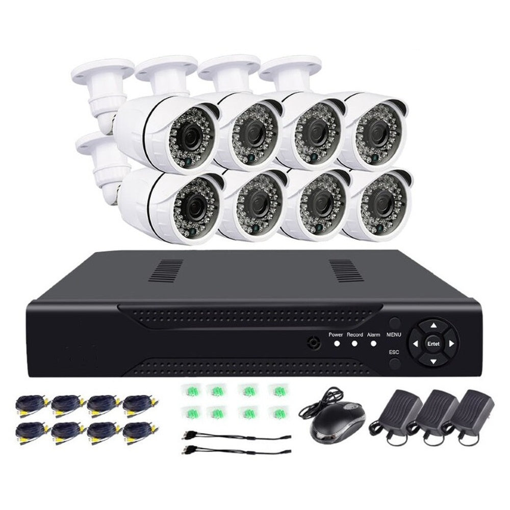 Security camera system DVR connected to monitor