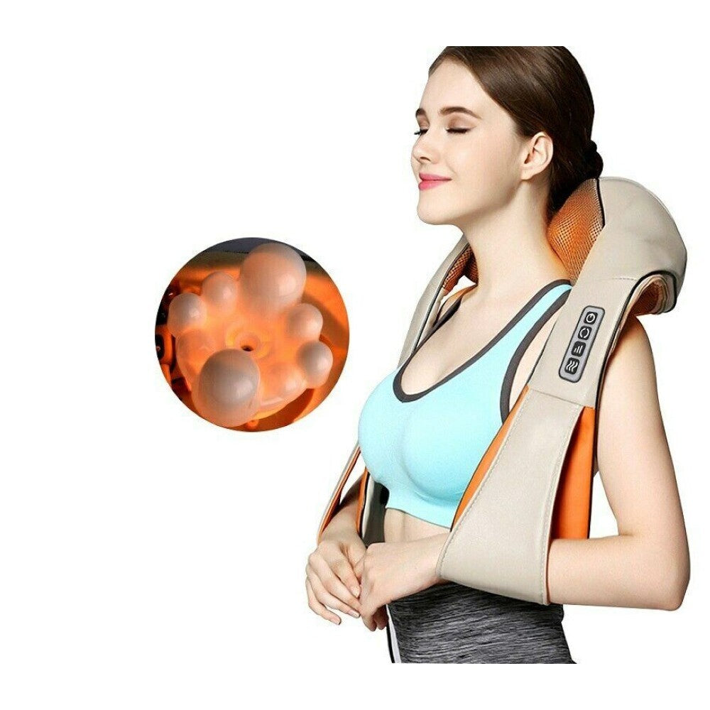 U shape neck massager with 8 shiatsu rollers