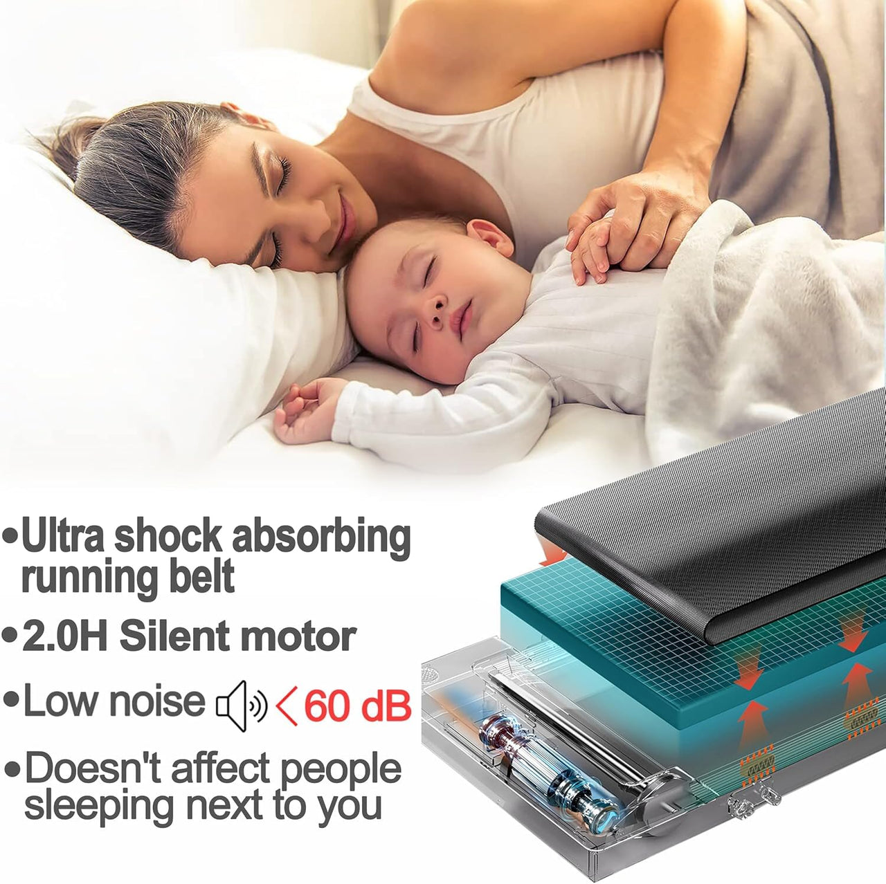 Foldable Walking Pad Treadmill black unfolded for use