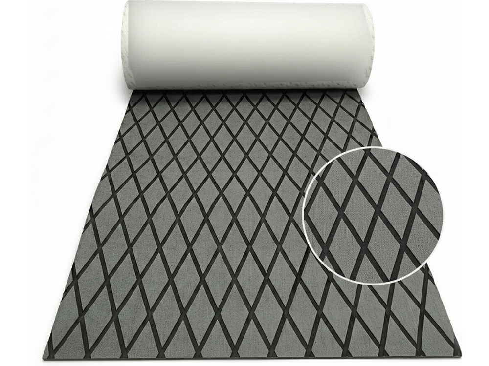 Boat flooring mat marine carpet in dark grey faux teak finish