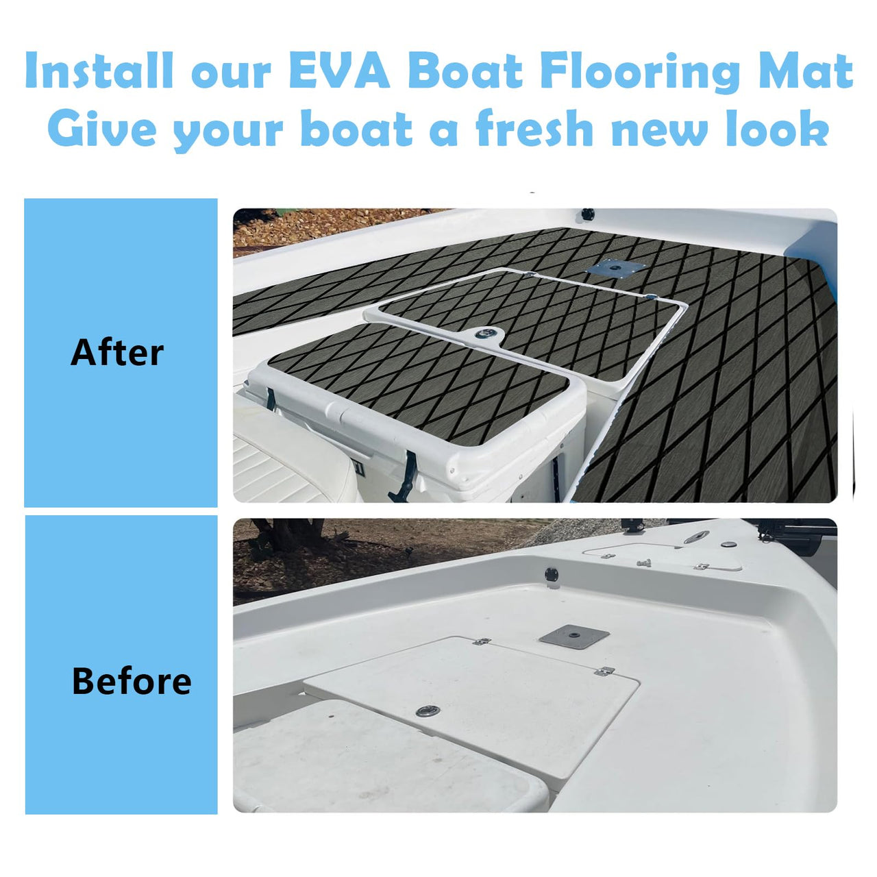 Boat flooring mat showing thickness and texture