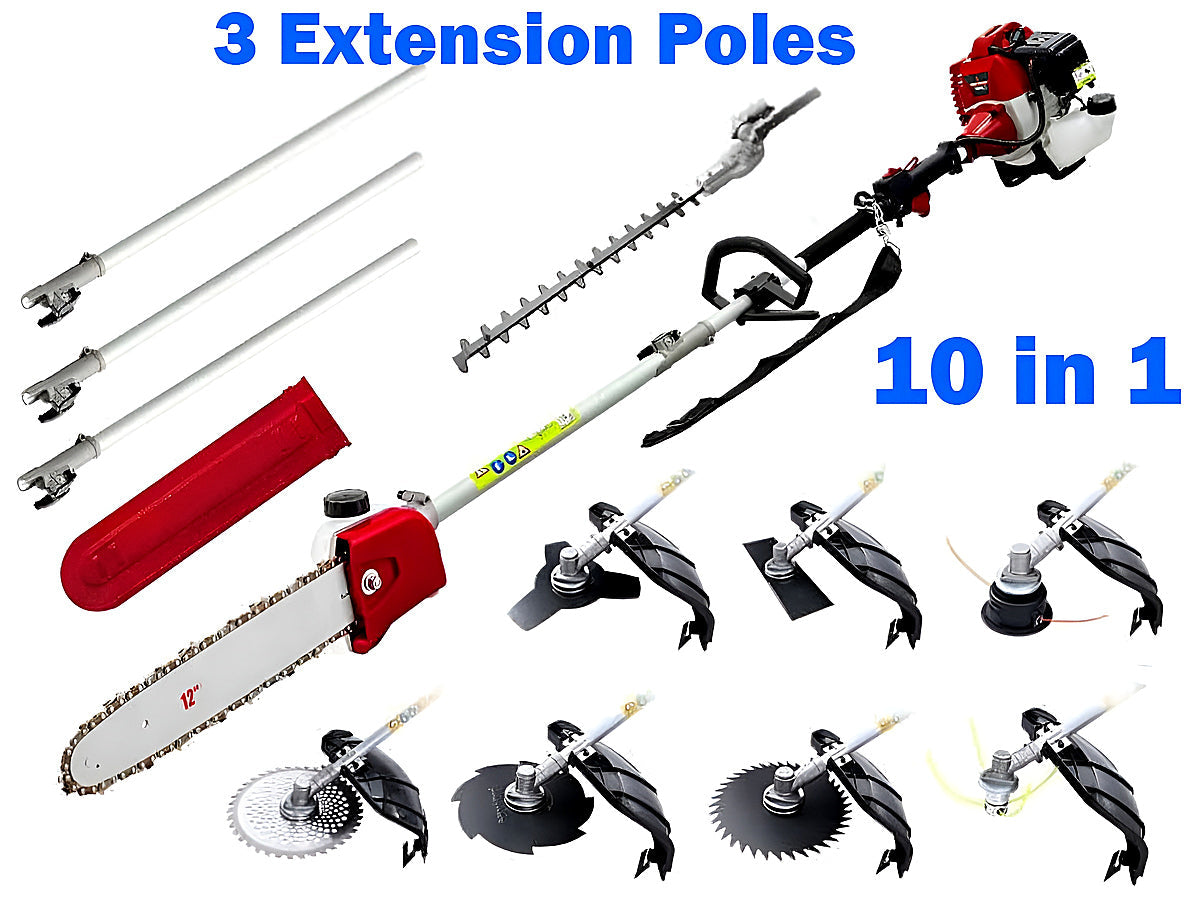 High-Powered Brush Weed Cutter Saw Hedge Trimmer 10 in 1