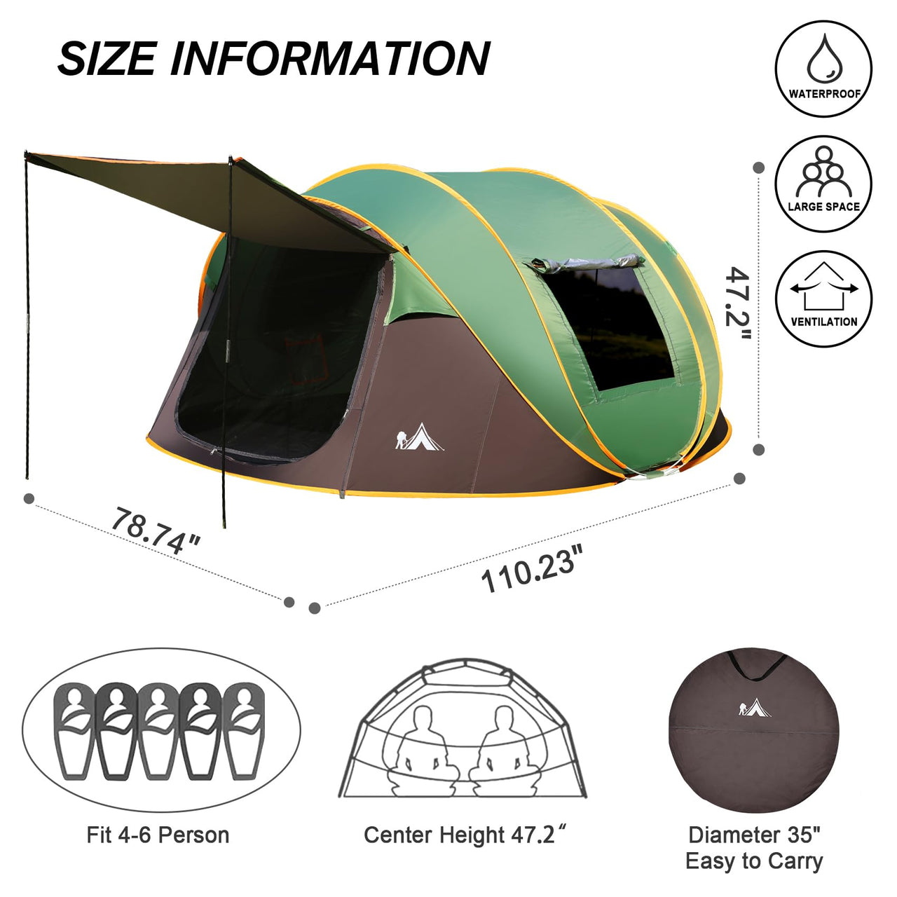 Camping Tent 4-6 Person Pop Up