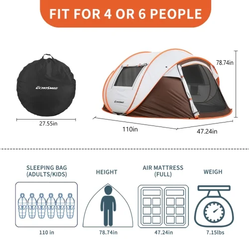 Camping Tent 4-6 Person Pop Up