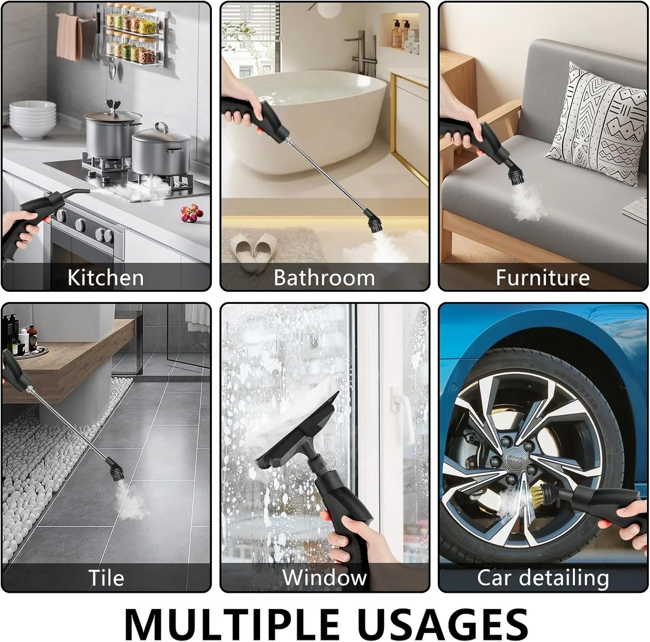 Handheld 2500W Steam Cleaner High Temperature Pressurized