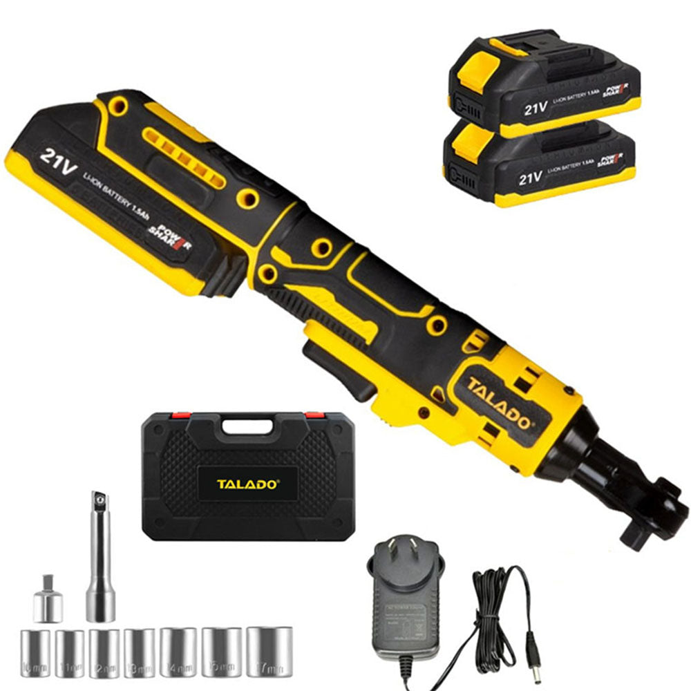 Electric ratchet wrench 38 inch yellow body side view