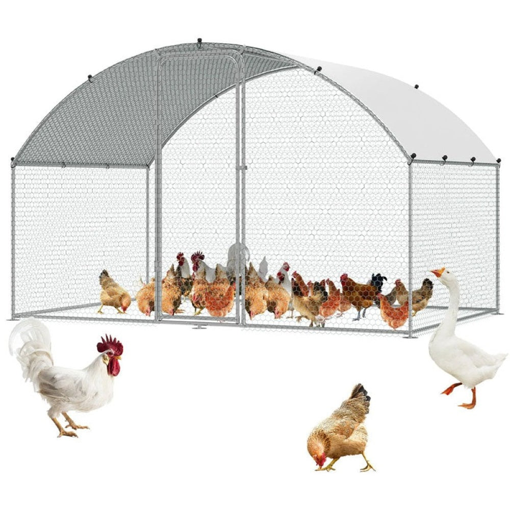 Outdoor chicken coop 3x2x2m metal frame full view