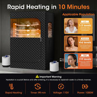 Thumbnail for Portable Steam Sauna Personal Home Spa 2 Person Sauna